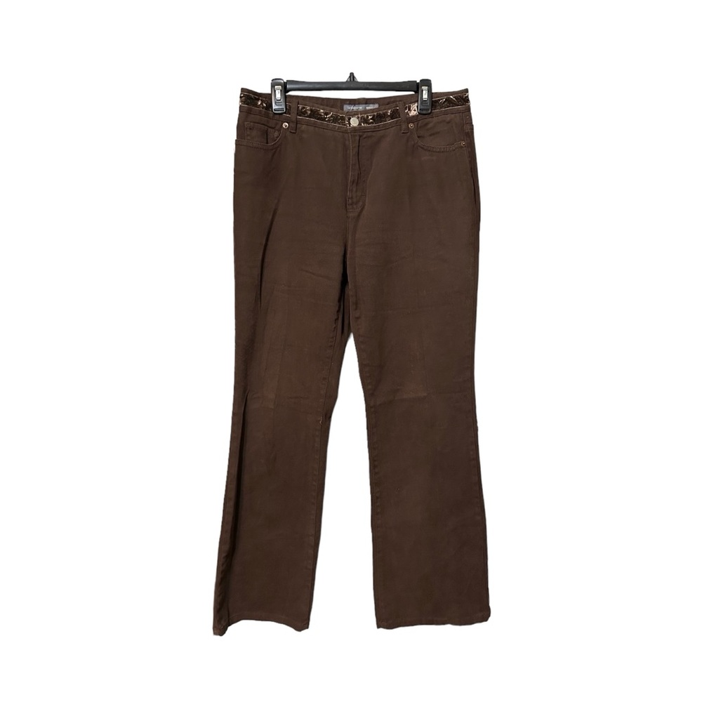 Liz Claiborne Bootcut Jeans Chocolate Sz 12R Velvet Trim